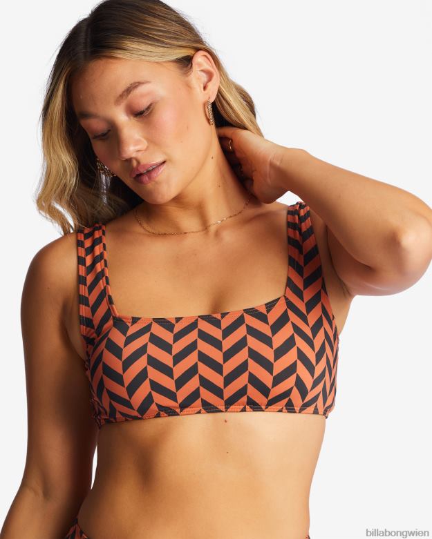 Billabong Wien 00V681479 | Billabong Tank-Bikinioberteil mit überkreuzten Stufen und eckigem Ausschnitt Ziegel Frauen