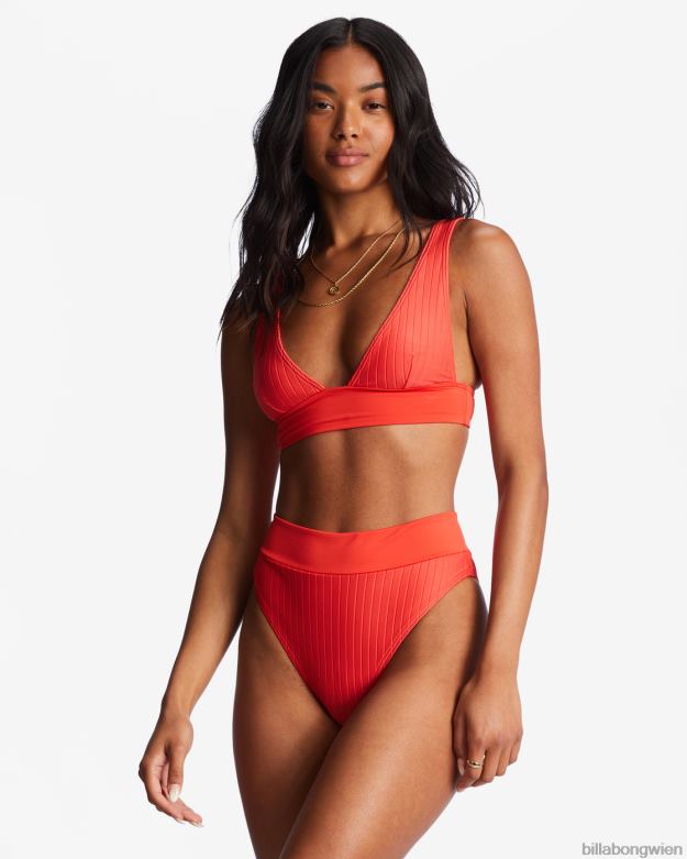 Billabong Wien 00V681482 | Billabong Gereihtes Remi-Triangel-Bikinioberteil mit tiefem Ausschnitt heller Mohn Frauen