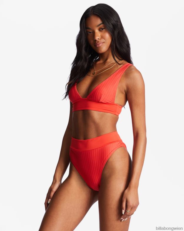 Billabong Wien 00V681482 | Billabong Gereihtes Remi-Triangel-Bikinioberteil mit tiefem Ausschnitt heller Mohn Frauen