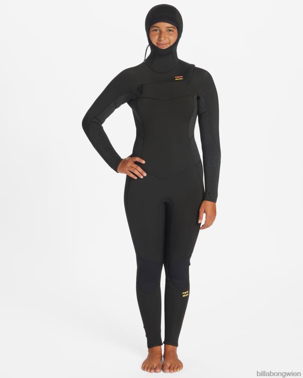 Billabong Wien 00V682572 | Billabong 5/4-Synergy-Neoprenanzug mit Kapuze und Brustreißverschluss wildes Schwarz Frauen