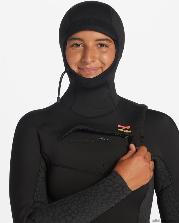 Billabong Wien 00V682572 | Billabong 5/4-Synergy-Neoprenanzug mit Kapuze und Brustreißverschluss wildes Schwarz Frauen