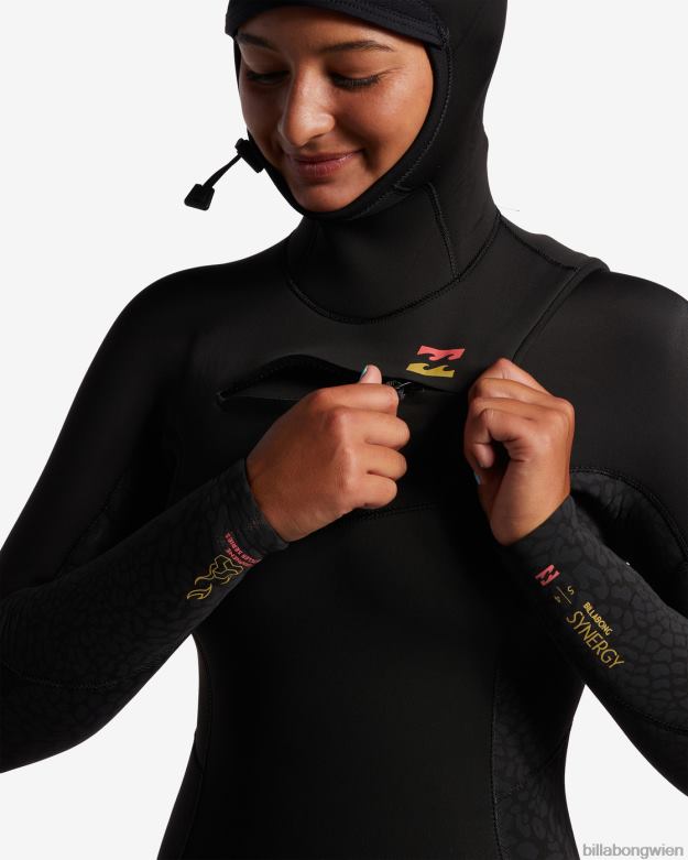 Billabong Wien 00V682572 | Billabong 5/4-Synergy-Neoprenanzug mit Kapuze und Brustreißverschluss wildes Schwarz Frauen