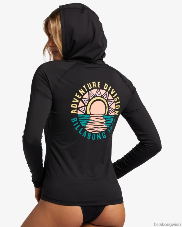 Billabong Wien 00V682547 | Billabong A/Div Langarm-Rashguard mit Reißverschluss UPF 50 Schwarz Frauen