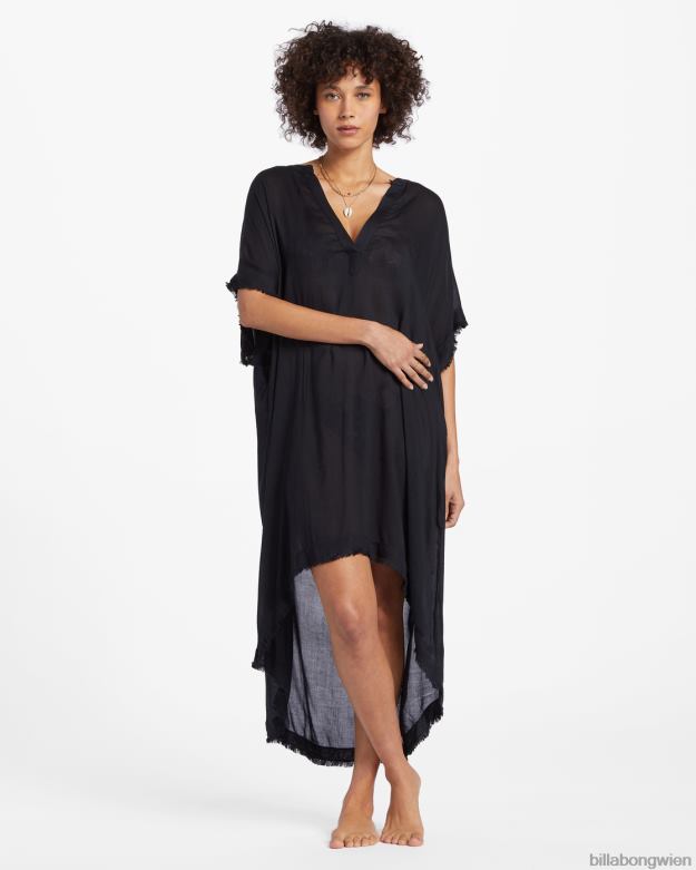 Billabong Wien 00V681328 | Billabong Found Love Midi-Strandkleid schwarzer Kieselstein Frauen