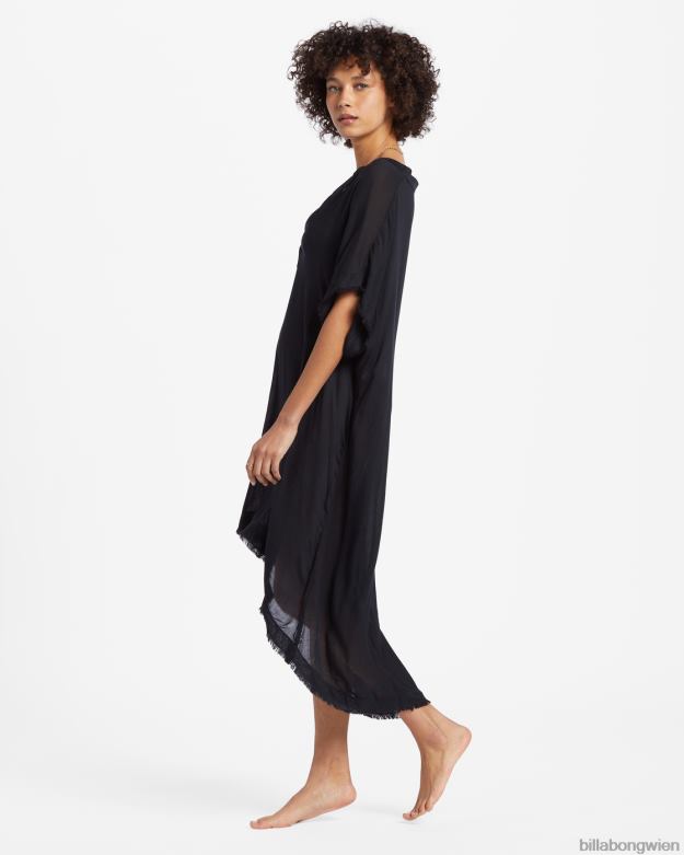 Billabong Wien 00V681328 | Billabong Found Love Midi-Strandkleid schwarzer Kieselstein Frauen