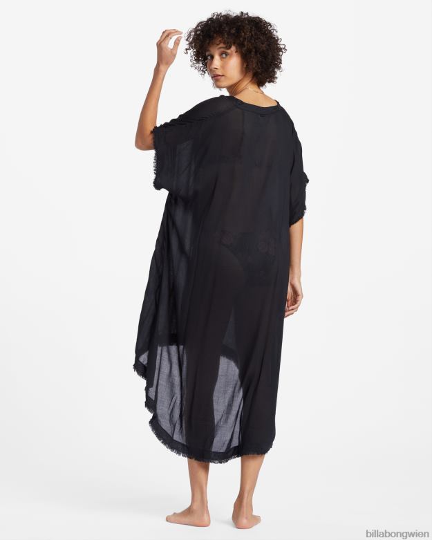 Billabong Wien 00V681328 | Billabong Found Love Midi-Strandkleid schwarzer Kieselstein Frauen