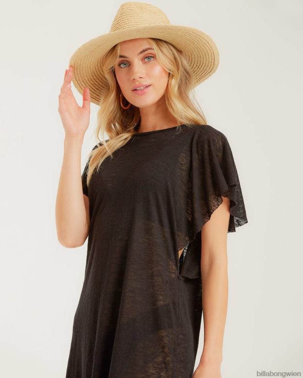 Billabong Wien 00V681356 | Billabong Out for Waves-Cover-up-Kleid schwarzer Kieselstein Frauen