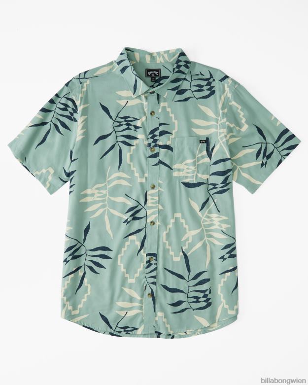 Billabong Clothing 00V681141 | Billabong Sundays kurzärmliges Hemd mit Blumenmuster salbeigrün Jungs