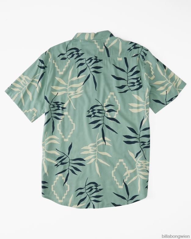 Billabong Clothing 00V681141 | Billabong Sundays kurzärmliges Hemd mit Blumenmuster salbeigrün Jungs