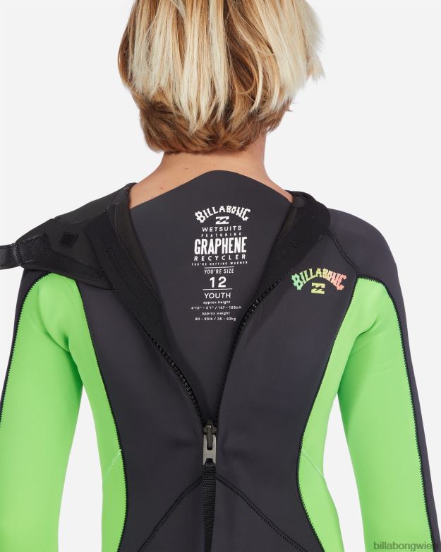 Billabong Clothing 00V681124 | Billabong 3/2 absoluter Neoprenanzug mit Reißverschluss hinten neongrün Jungs