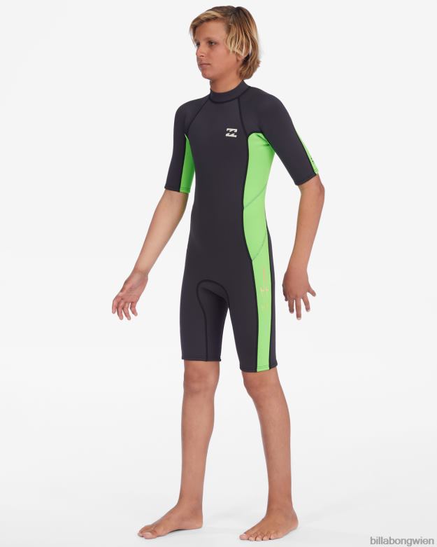 Billabong Clothing 00V68906 | Billabong 2/2 mm absoluter Kurzarm-Springsuit mit Reißverschluss hinten neongrün Jungs