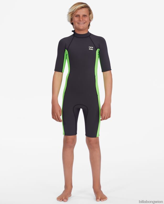 Billabong Clothing 00V68906 | Billabong 2/2 mm absoluter Kurzarm-Springsuit mit Reißverschluss hinten neongrün Jungs