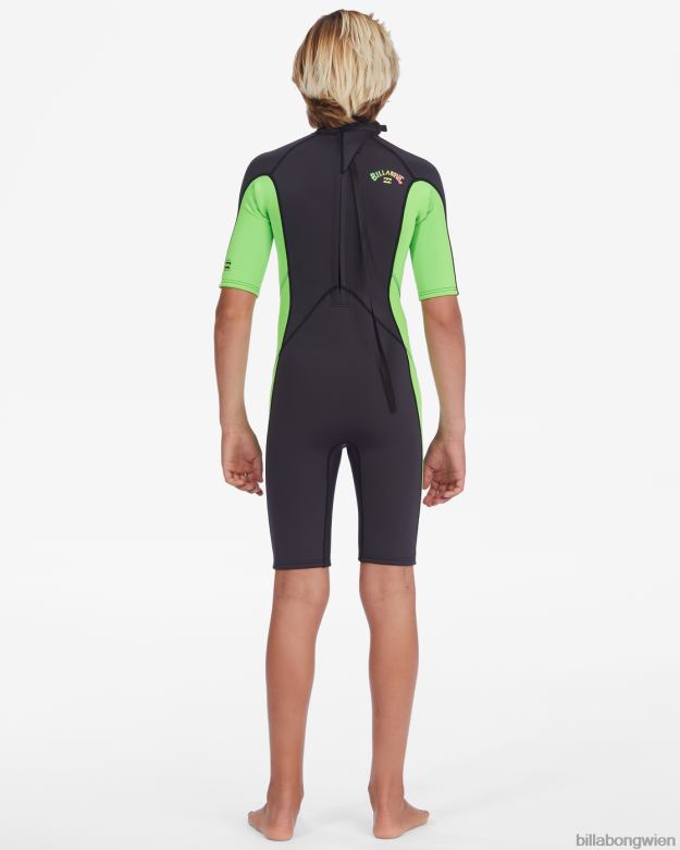 Billabong Clothing 00V68906 | Billabong 2/2 mm absoluter Kurzarm-Springsuit mit Reißverschluss hinten neongrün Jungs