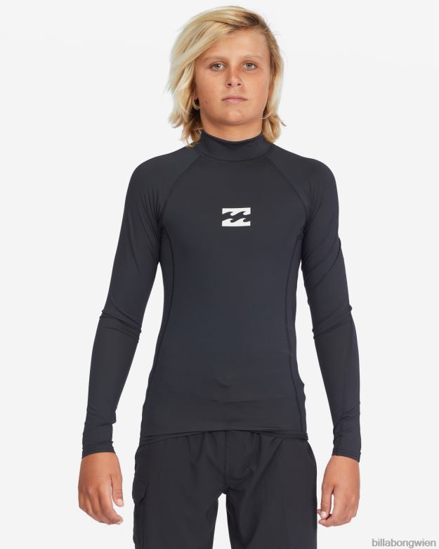 Billabong Clothing 00V68962 | Billabong Langärmliger Rashguard mit Wave-Performance-Passform für den ganzen Tag Schwarz Jungs