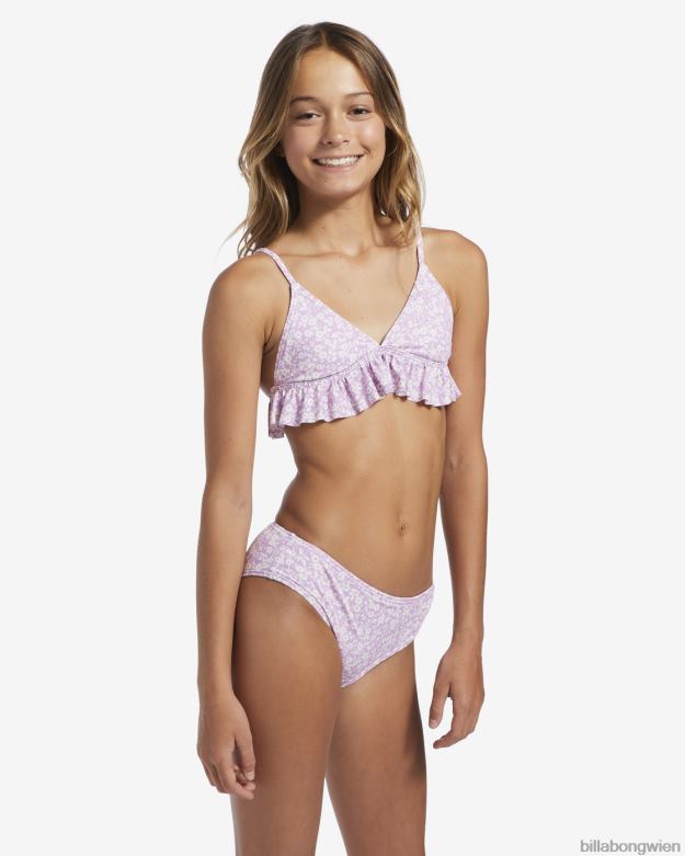 Billabong Clothing 00V682682 | Billabong 4-16 zweiteiliges Badeset mit floralem Dreiecksmuster lila Traum Mädchen