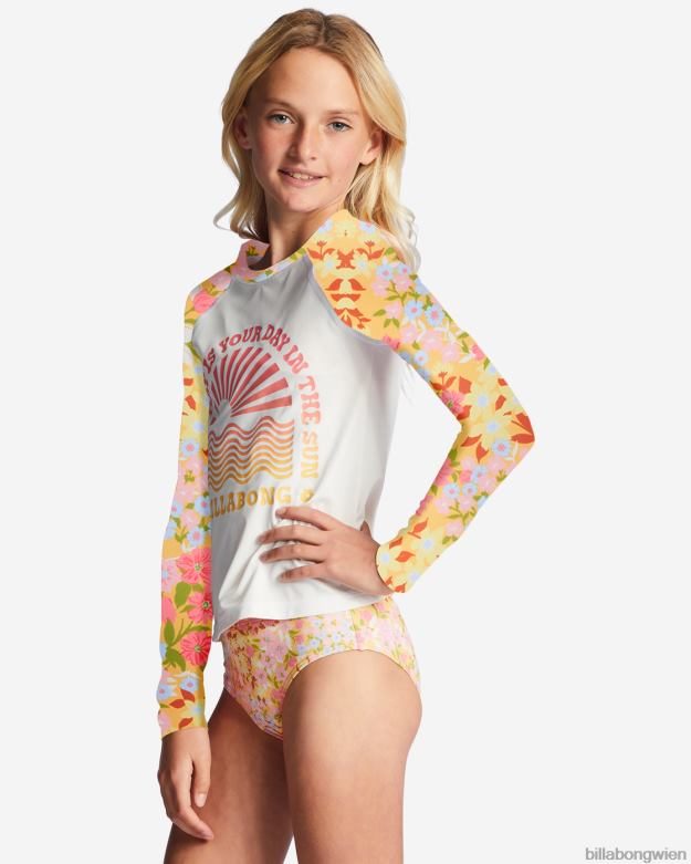 Billabong Clothing 00V682714 | Billabong 4–16 Frühlings-Daydream-Langarm-Rashguard-Zweiteiler-Badeset goldener Pfirsich Mädchen