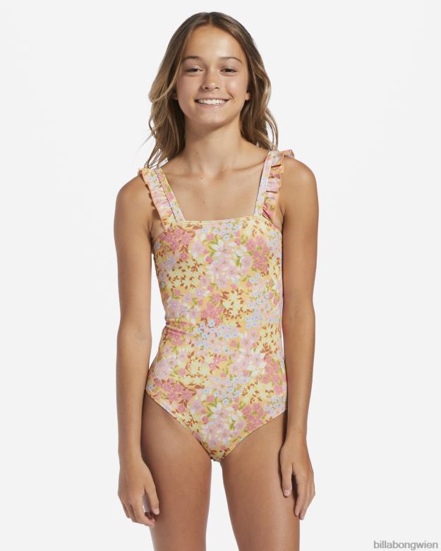 Billabong Clothing 00V682798 | Billabong 4–16 Frühlings-Daydream-Einteiler-Badeanzug goldener Pfirsich Mädchen