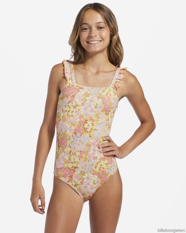 Billabong Clothing 00V682798 | Billabong 4–16 Frühlings-Daydream-Einteiler-Badeanzug goldener Pfirsich Mädchen