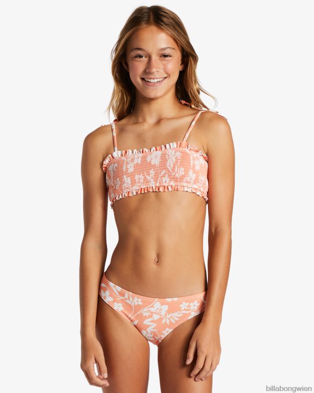 Billabong Clothing 00V682669 | Billabong Zweiteiliges gesmoktes Bikini-Set „Island in the Sun“. würzige Mandarine Mädchen