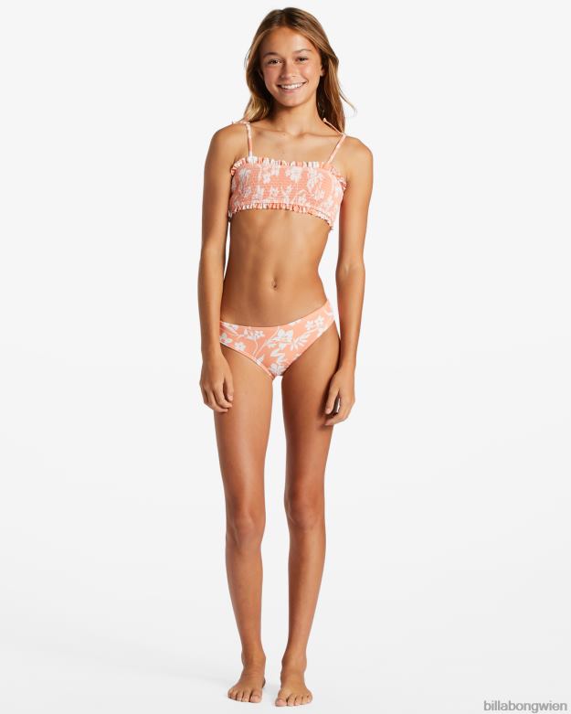 Billabong Clothing 00V682669 | Billabong Zweiteiliges gesmoktes Bikini-Set „Island in the Sun“. würzige Mandarine Mädchen