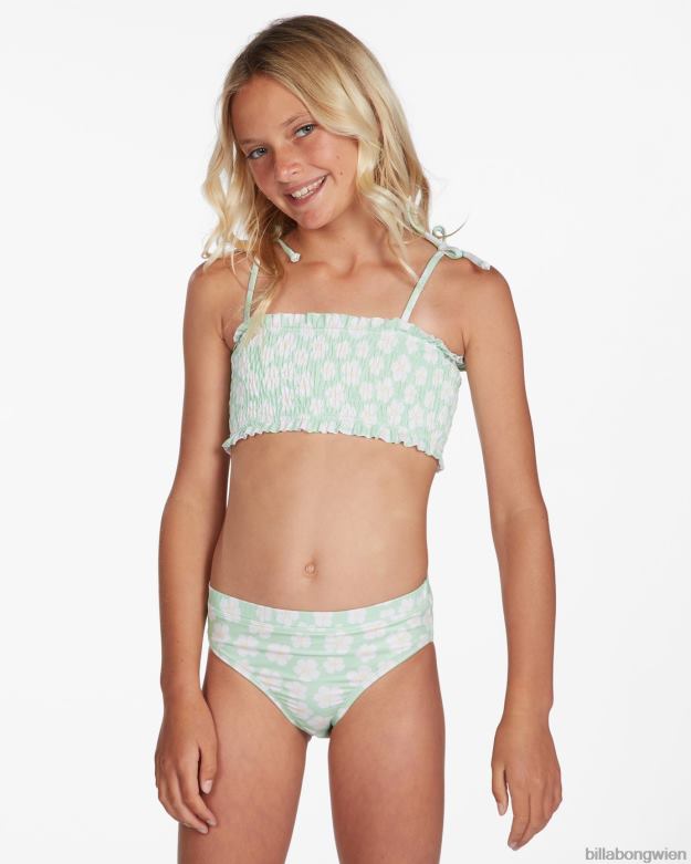 Billabong Clothing 00V682677 | Billabong Ditsy Love Bikini-Set mit gesmoktem Oberteil Honigtau Mädchen