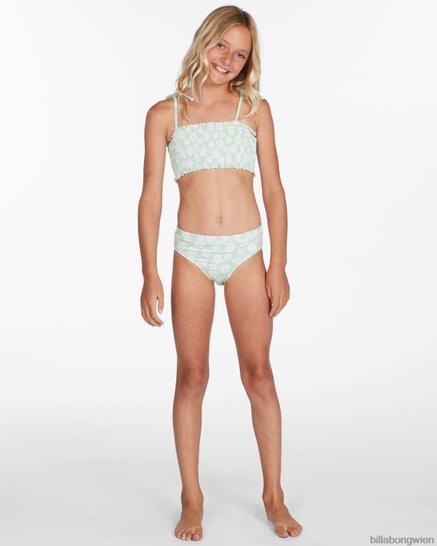 Billabong Clothing 00V682677 | Billabong Ditsy Love Bikini-Set mit gesmoktem Oberteil Honigtau Mädchen