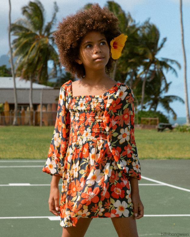 Billabong Clothing 00V682750 | Billabong Der Herbst ist da, langärmliges Minikleid schwarz-multi Mädchen
