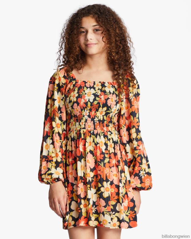 Billabong Clothing 00V682750 | Billabong Der Herbst ist da, langärmliges Minikleid schwarz-multi Mädchen