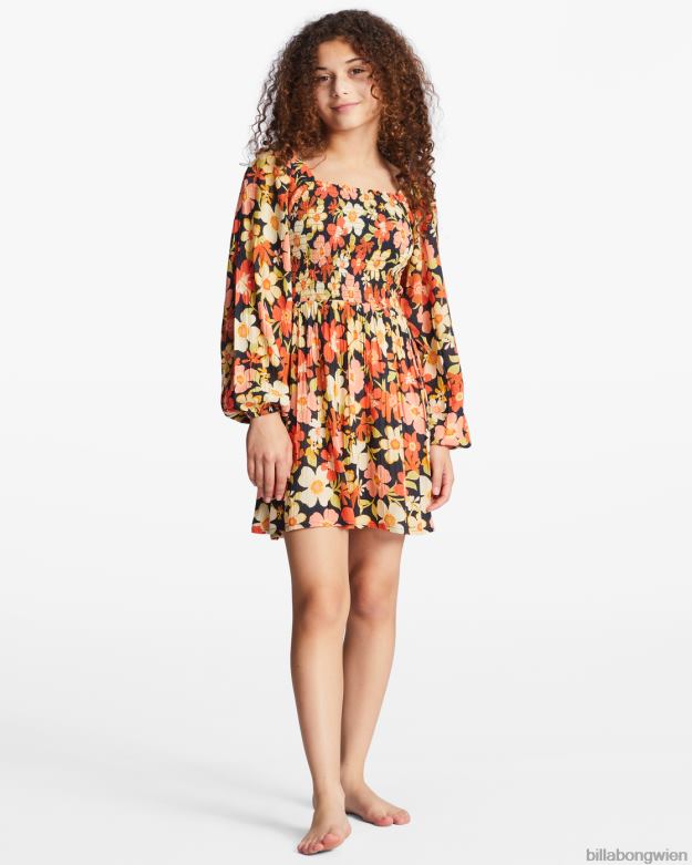 Billabong Clothing 00V682750 | Billabong Der Herbst ist da, langärmliges Minikleid schwarz-multi Mädchen