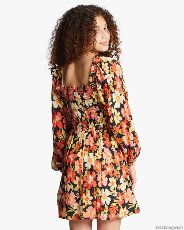 Billabong Clothing 00V682750 | Billabong Der Herbst ist da, langärmliges Minikleid schwarz-multi Mädchen