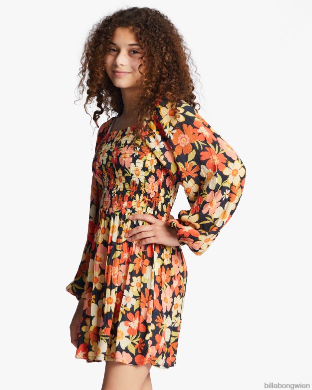 Billabong Clothing 00V682750 | Billabong Der Herbst ist da, langärmliges Minikleid schwarz-multi Mädchen