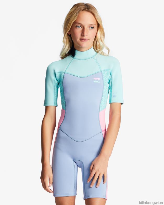 Billabong Clothing 00V682636 | Billabong Kurzärmliger Springsuit mit 2/2-Synergie-Rückenreißverschluss gute Gezeiten Mädchen