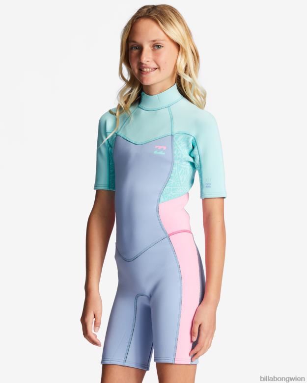 Billabong Clothing 00V682636 | Billabong Kurzärmliger Springsuit mit 2/2-Synergie-Rückenreißverschluss gute Gezeiten Mädchen
