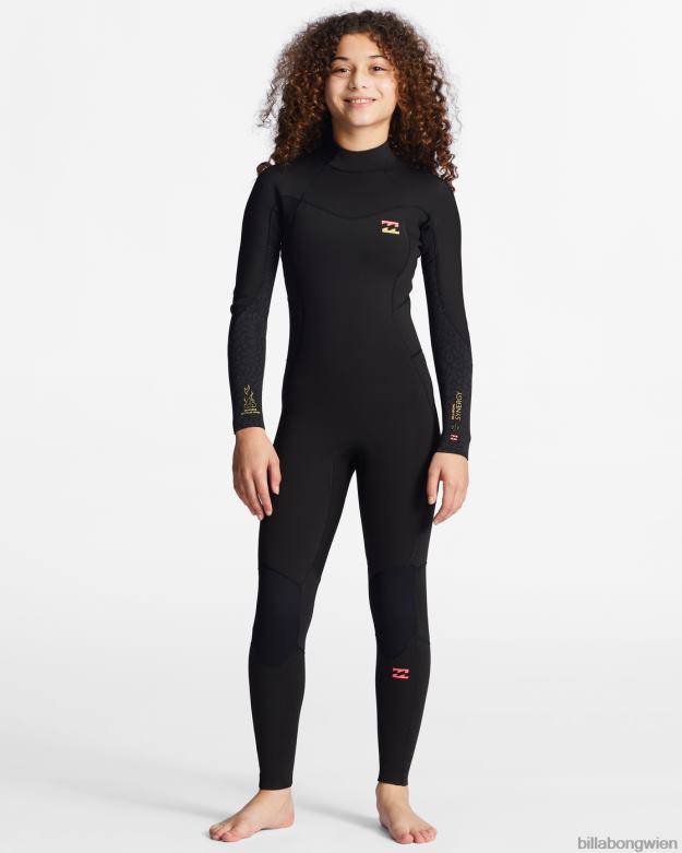 Billabong Clothing 00V682695 | Billabong 4/3-Synergy-Neoprenanzug mit Reißverschluss hinten wildes Schwarz Mädchen