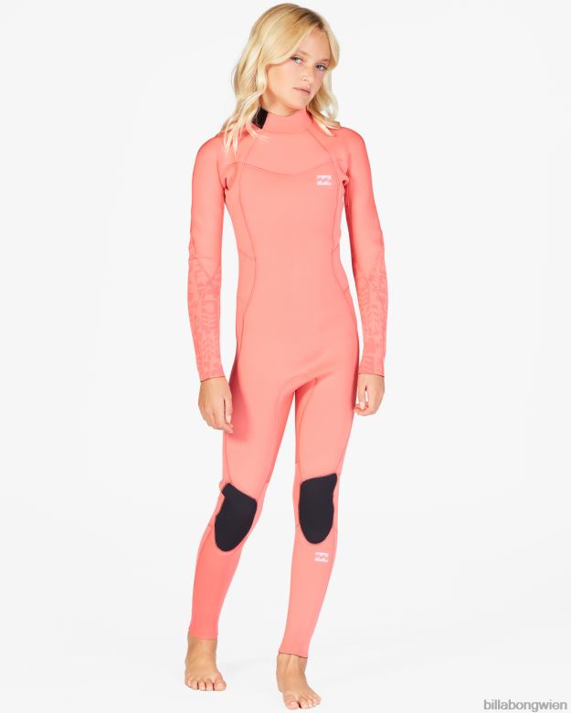 Billabong Clothing 00V682710 | Billabong 3/2-Synergy-Neoprenanzug mit Reißverschluss hinten Vintage Koralle Mädchen
