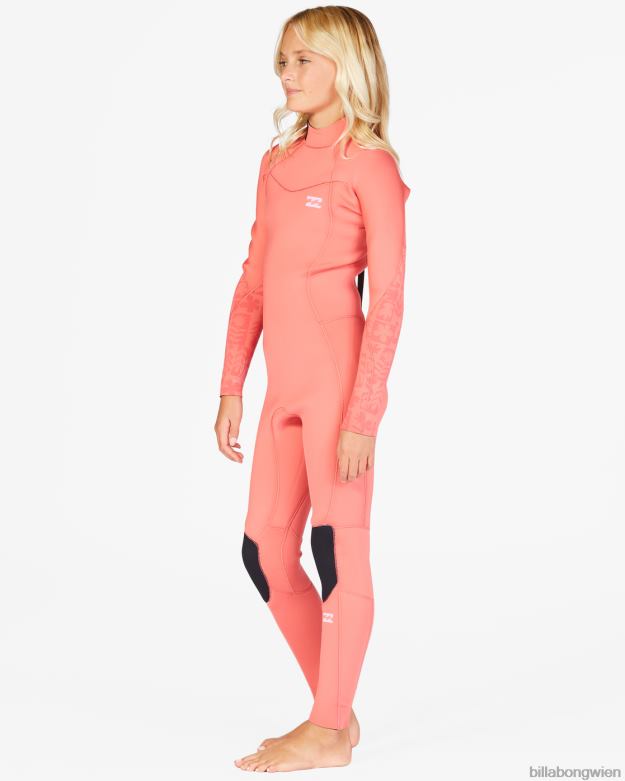 Billabong Clothing 00V682710 | Billabong 3/2-Synergy-Neoprenanzug mit Reißverschluss hinten Vintage Koralle Mädchen