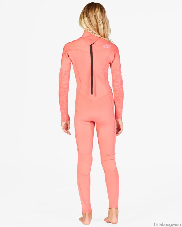 Billabong Clothing 00V682710 | Billabong 3/2-Synergy-Neoprenanzug mit Reißverschluss hinten Vintage Koralle Mädchen