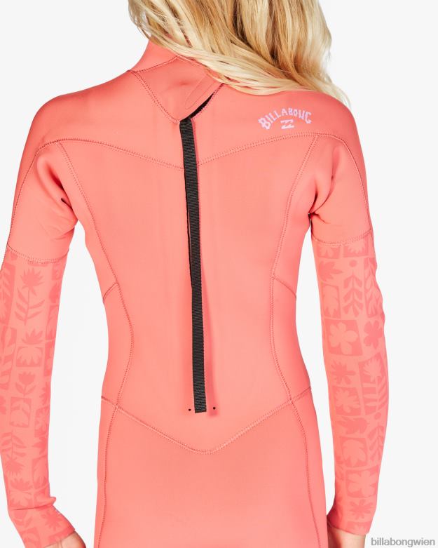 Billabong Clothing 00V682710 | Billabong 3/2-Synergy-Neoprenanzug mit Reißverschluss hinten Vintage Koralle Mädchen