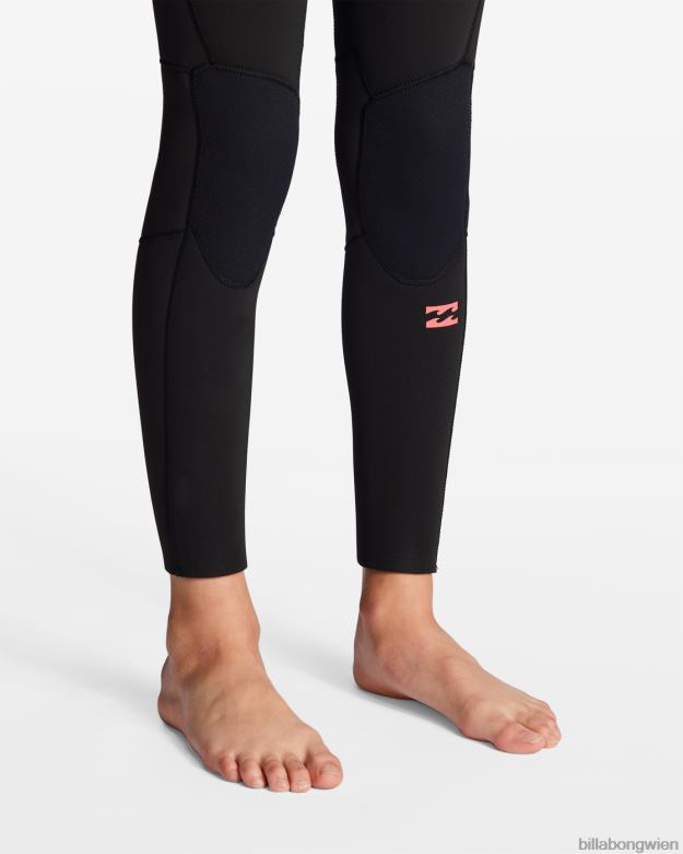 Billabong Clothing 00V682741 | Billabong 5/4-Synergy-Neoprenanzug mit Brustreißverschluss und Kapuze wildes Schwarz Mädchen