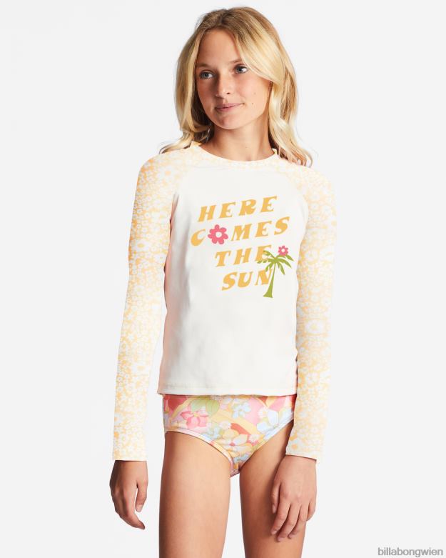 Billabong Clothing 00V682747 | Billabong 4-16 Sonnenstrahlen für immer Langarm-Rashguard mit UPF 50 goldener Pfirsich Mädchen
