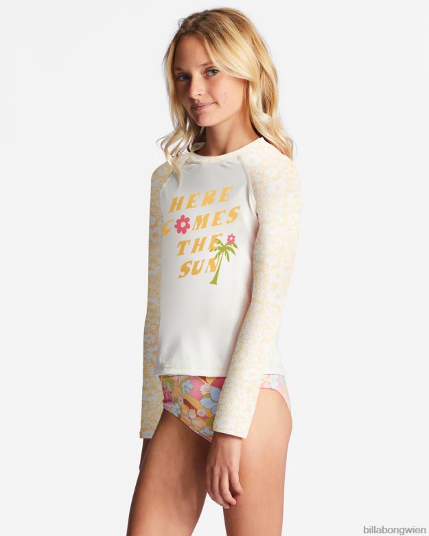Billabong Clothing 00V682747 | Billabong 4-16 Sonnenstrahlen für immer Langarm-Rashguard mit UPF 50 goldener Pfirsich Mädchen
