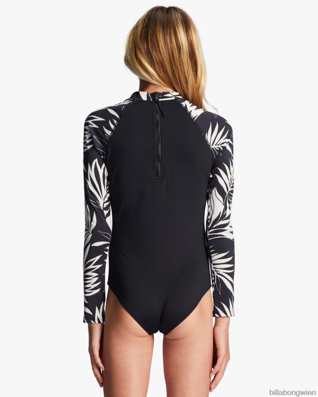 Billabong Clothing 00V682757 | Billabong 4-16 Core UPF 50 Langarm-Einteiler-Badeanzug schwarzer Kieselstein Mädchen