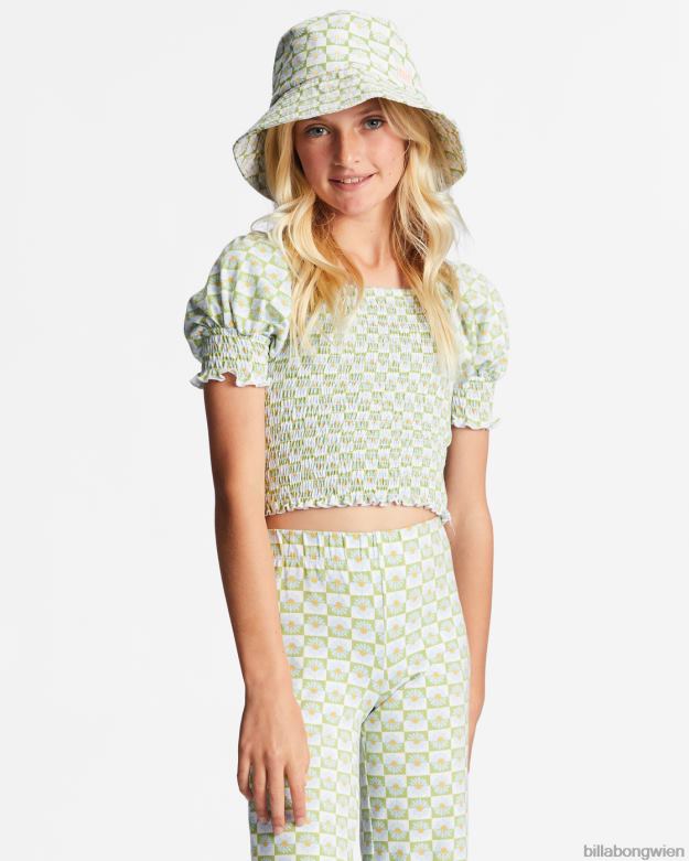 Billabong Clothing 00V682737 | Billabong 4-16 Coastal Sands Mini-Oberteil mit Puffärmeln Mooswiese Mädchen