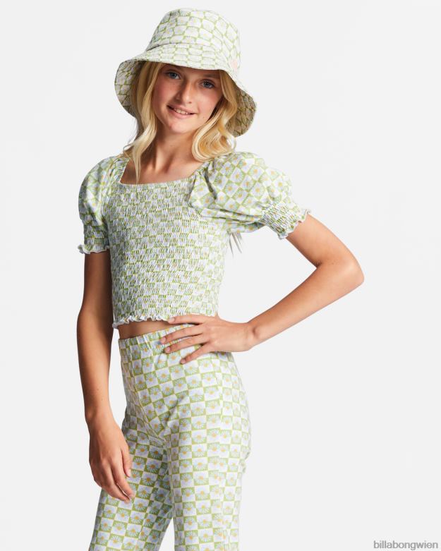 Billabong Clothing 00V682737 | Billabong 4-16 Coastal Sands Mini-Oberteil mit Puffärmeln Mooswiese Mädchen