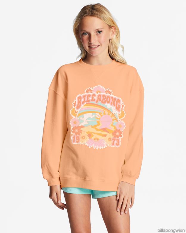 Billabong Clothing 00V682658 | Billabong Sweatshirt mit Rundhalsausschnitt, das Wellen macht helle Melone Mädchen