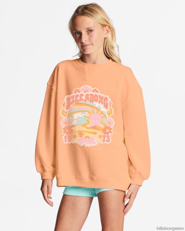 Billabong Clothing 00V682658 | Billabong Sweatshirt mit Rundhalsausschnitt, das Wellen macht helle Melone Mädchen