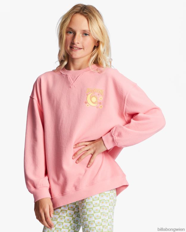 Billabong Clothing 00V682707 | Billabong Sweatshirt mit Rundhalsausschnitt, das Wellen macht rosa Augenzwinkern Mädchen