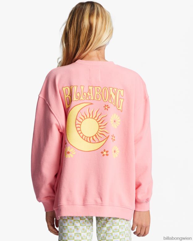 Billabong Clothing 00V682707 | Billabong Sweatshirt mit Rundhalsausschnitt, das Wellen macht rosa Augenzwinkern Mädchen