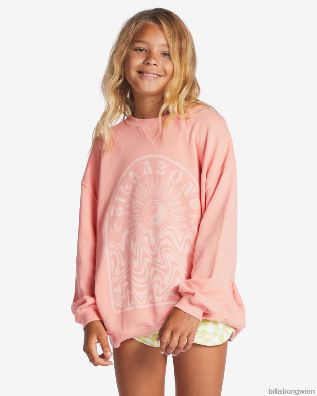Billabong Clothing 00V682805 | Billabong Sweatshirt mit Rundhalsausschnitt, das Wellen macht weich und pfirsichfarben Mädchen