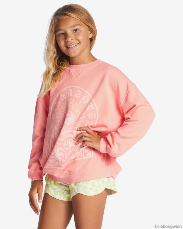 Billabong Clothing 00V682805 | Billabong Sweatshirt mit Rundhalsausschnitt, das Wellen macht weich und pfirsichfarben Mädchen